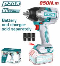 Μπουλονόκλειδο Μπαταρίας TOTAL Li-ion 20V / 850Nm BL Motor χωρίς Μπαταρία & Φορτιστή SOLO ( TIWLI20851 )